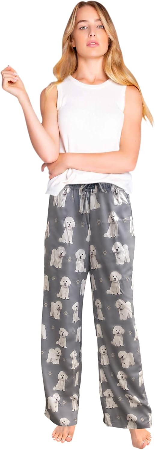 Bichon Frise Dog Lovers Unisex Lightweight Cotton Blend Pajama Bottoms – Super Soft and Comfortable