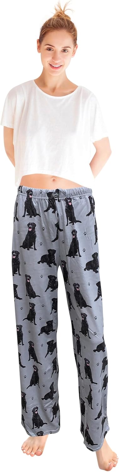 Black Lab Dog Lovers Unisex Lightweight Cotton Blend Pajama Bottoms – Soft and Comfortable – Perfect for Black Lab Gifts