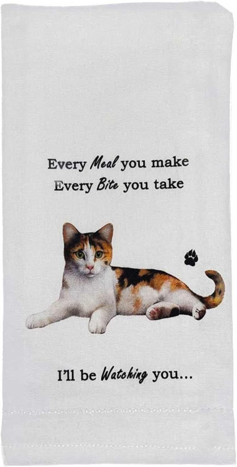 Calico Cat Kitchen Towel - Soft Highly Absorbent - Cat Gifts - Dish Towels for Washing Dishes - Tea Towels - Reusable - Quick Drying - 100% Natural Cotton - Towels for Pet Lovers