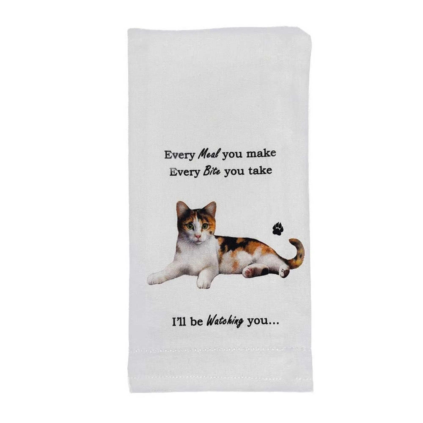 Calico Cat Kitchen Towel - Soft Highly Absorbent - Cat Gifts - Dish Towels for Washing Dishes - Tea Towels - Reusable - Quick Drying - 100% Natural Cotton - Towels for Pet Lovers
