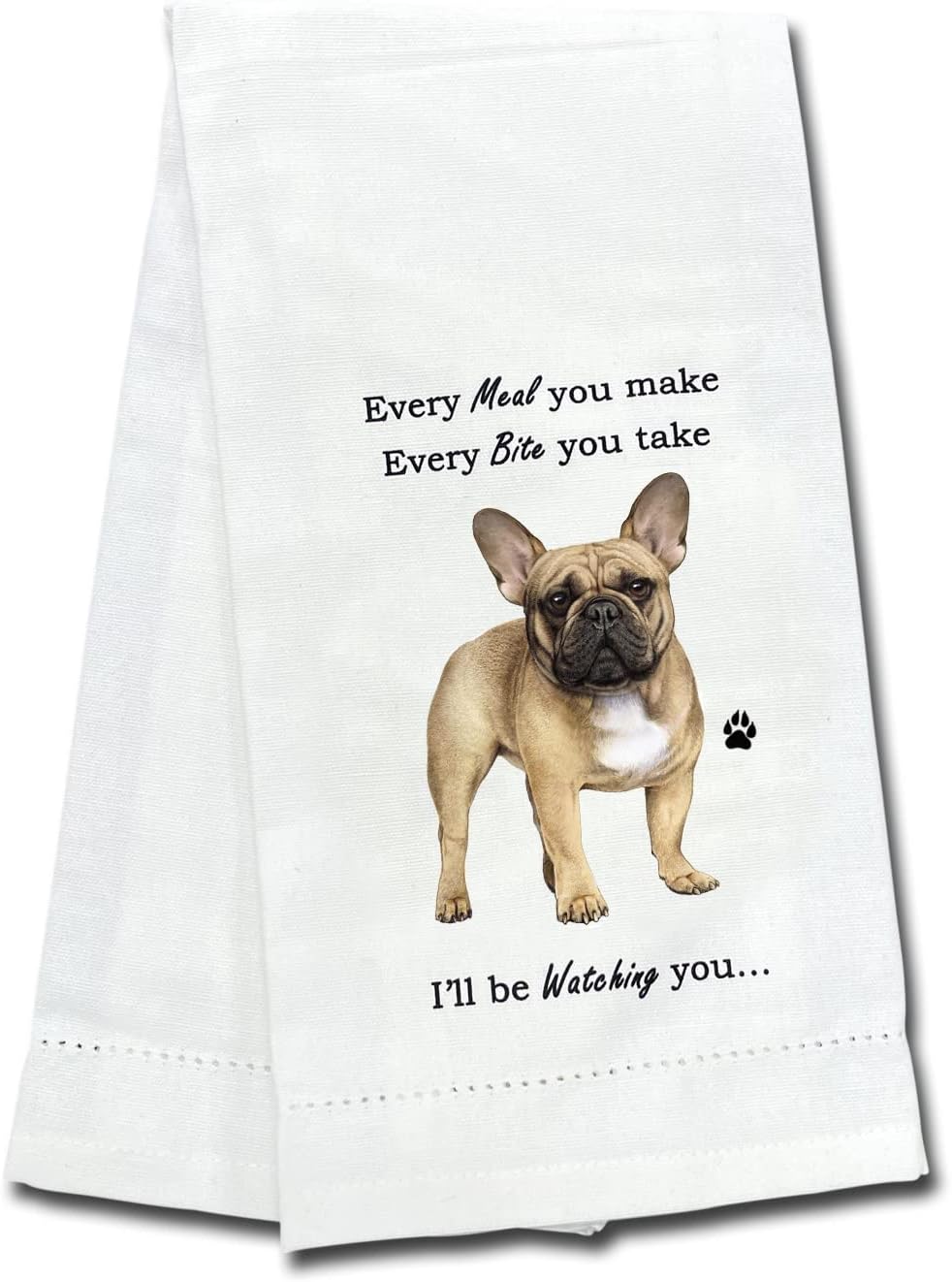 French Bulldog Kitchen Towel - Soft Highly Absorbent - Dish Towels for Washing Dishes - Tea Towels - Reusable - Quick Drying - 100% Natural Cotton