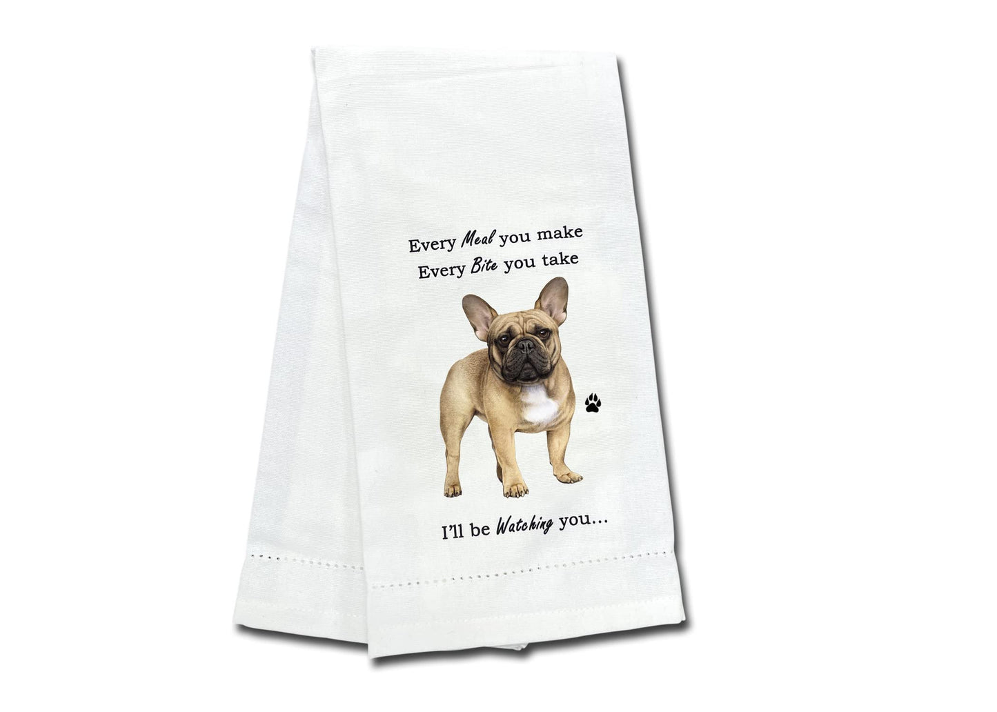 French Bulldog Kitchen Towel - Soft Highly Absorbent - Dish Towels for Washing Dishes - Tea Towels - Reusable - Quick Drying - 100% Natural Cotton
