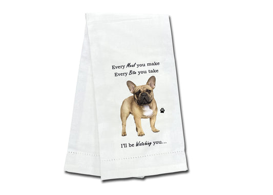French Bulldog Kitchen Towel - Soft Highly Absorbent - Dish Towels for Washing Dishes - Tea Towels - Reusable - Quick Drying - 100% Natural Cotton