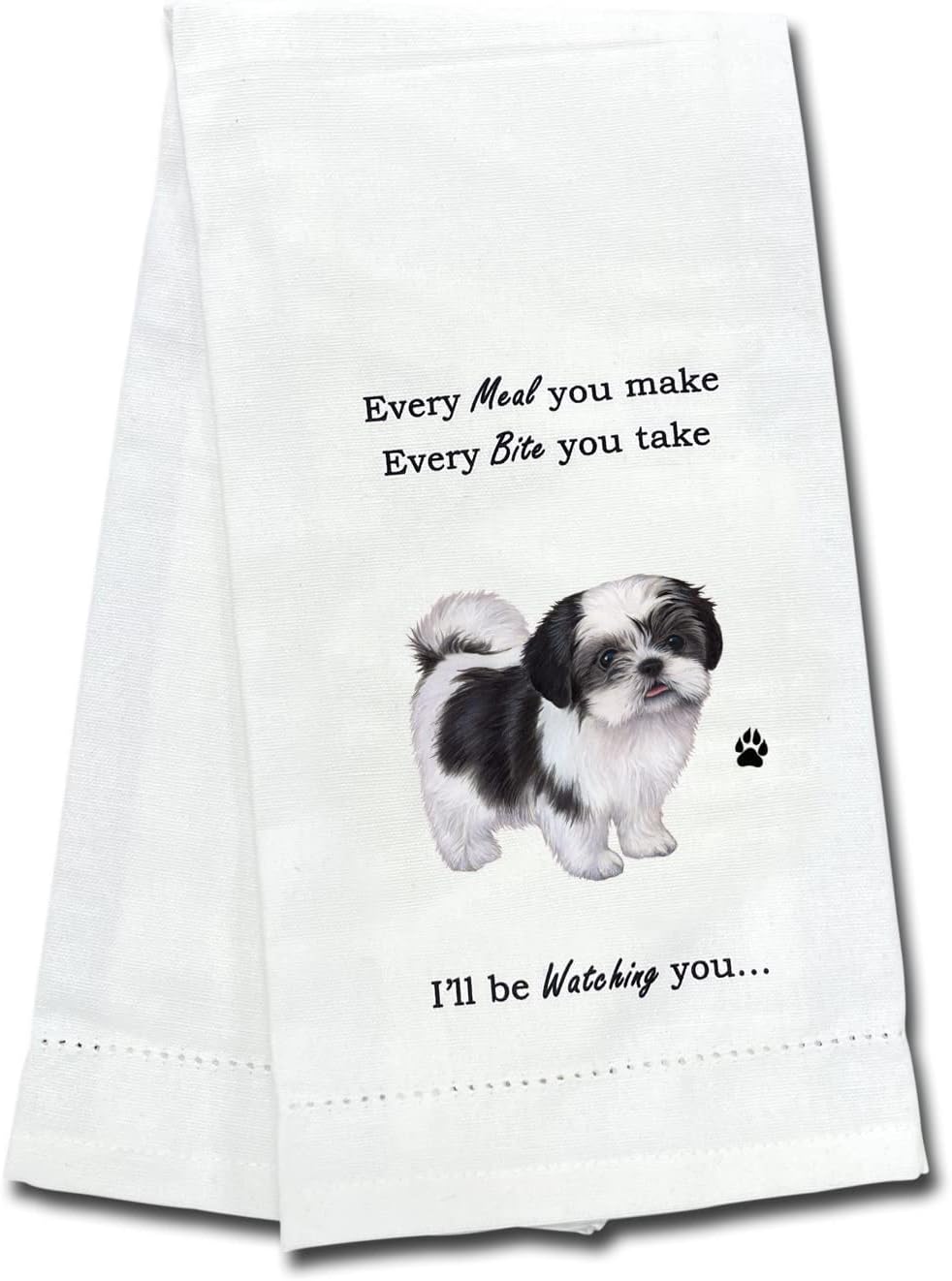 Black&White Shih Tzu Dog lovers Kitchen Towel Tea Towel- Soft Highly Absorbent - Reusable - Quick Drying - 100% Natural Cotton
