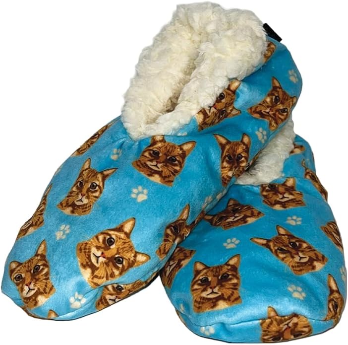 Orange Tabby Cat Super Soft Slippers - Orange Tabby Cat Gifts - Cozy House Slippers - Non Skid Bottom - One Size Fits Most - Sherpa Slipper - Pet Lover Gifts For Men And Women