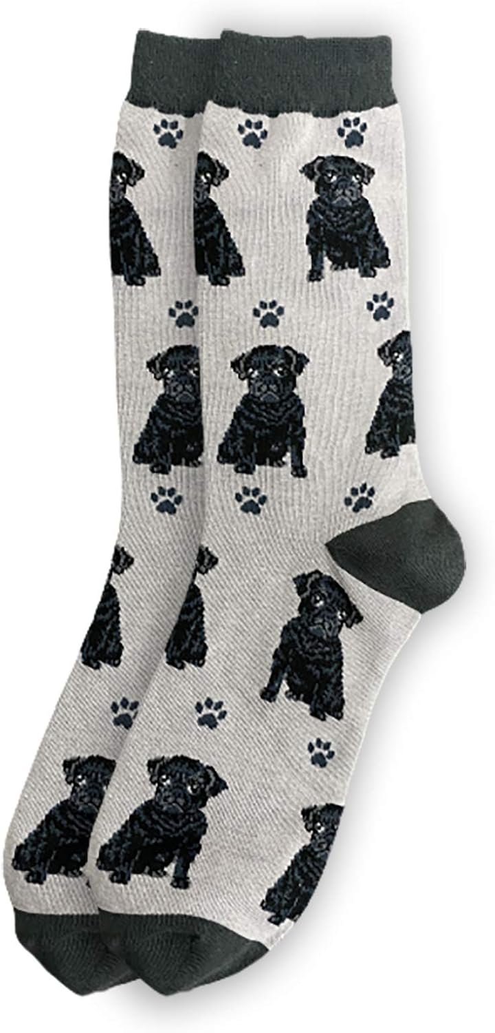 Black pug Pet Lover Socks - All Season - One Size Fits Most - Unisex