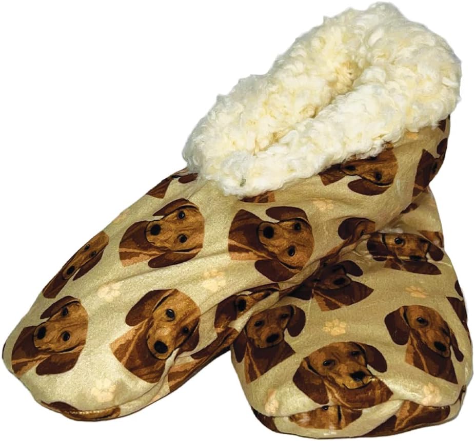 Red Dachshund Dog Lovers Super Soft Slippers - Cozy House Slippers - Non Skid Bottom - One Size Fits Most - Sherpa slipper - Pet Lover Gifts For Men And Women