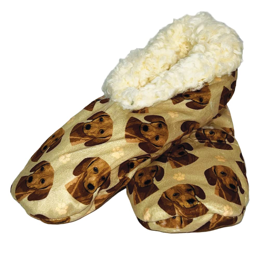 Red Dachshund Dog Lovers Super Soft Slippers - Cozy House Slippers - Non Skid Bottom - One Size Fits Most - Sherpa slipper - Pet Lover Gifts For Men And Women