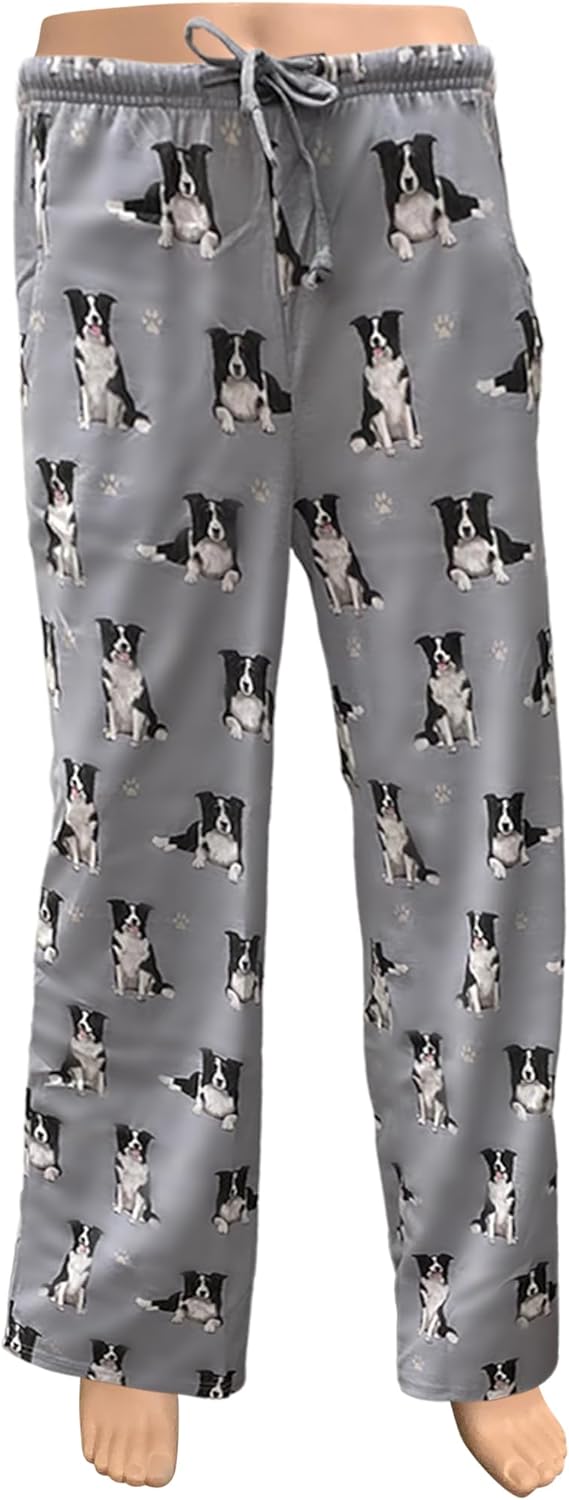 Border Collie Unisex Lightweight Cotton Blend Pajama Bottoms – Super Soft and Comfortable – Perfect for Border Collie Gifts