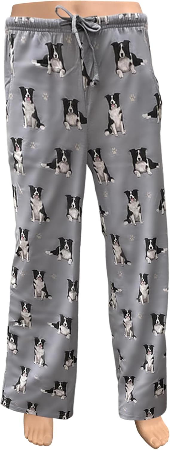 Border Collie Dog Lovers Unisex Lightweight Cotton Blend Pajama Bottoms – Super Soft and Comfortable – Perfect for Border Collie Gifts