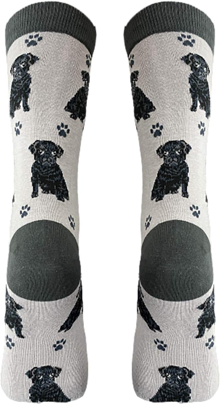 Black pug Pet Lover Socks - All Season - One Size Fits Most - Unisex