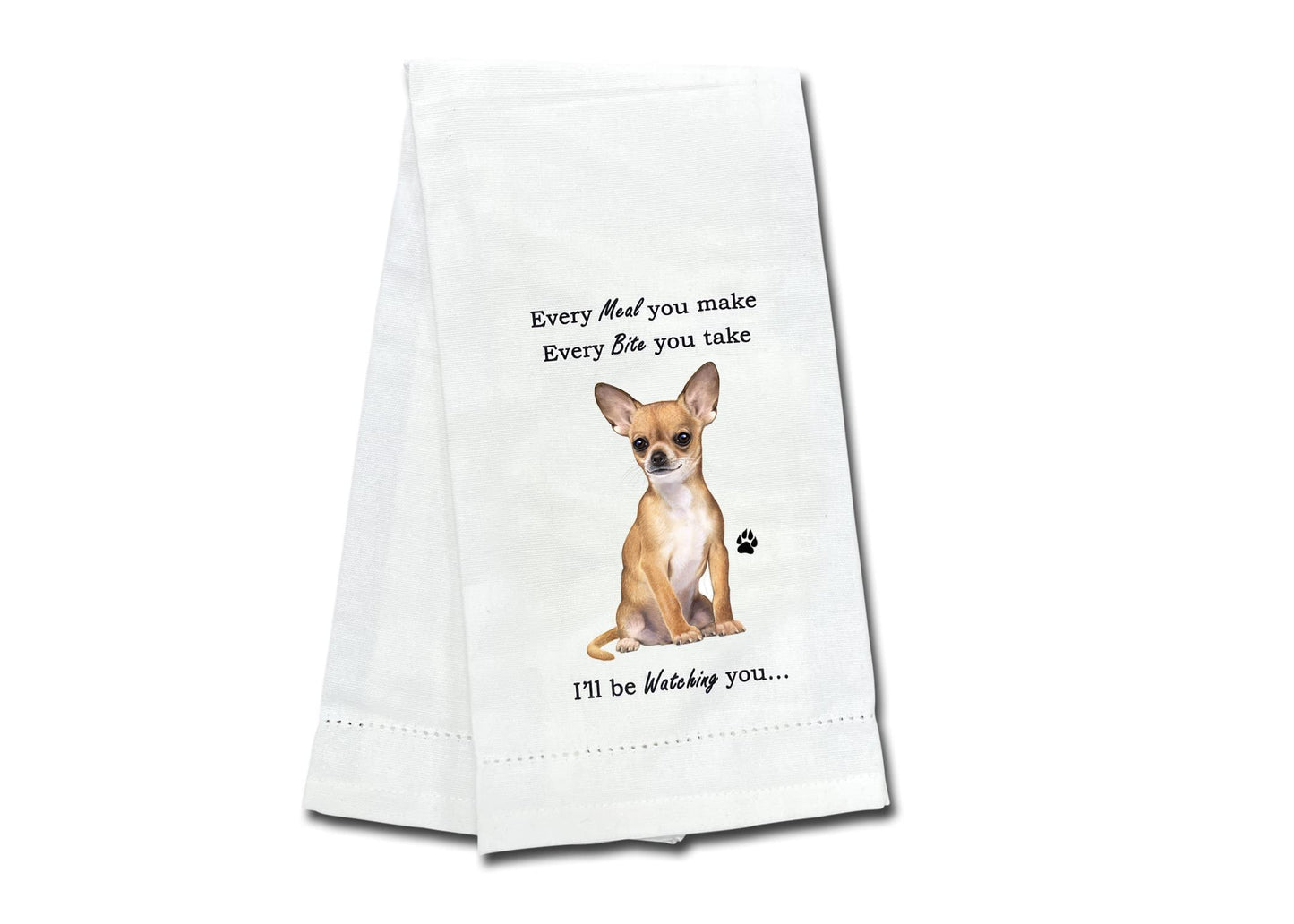Tan Chihuahua Dog Lover Kitchen Towel Tea towel- Soft Highly Absorbent - Reusable - Quick Drying - 100% Natural Cotton