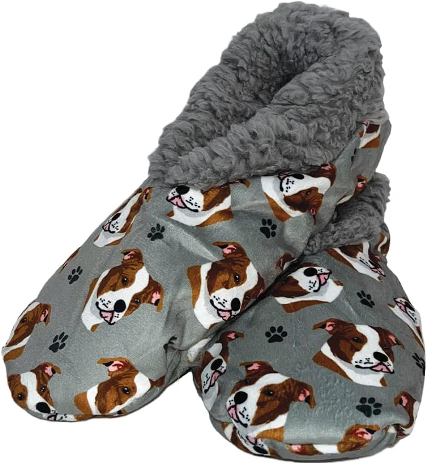 Pit Bull  Dog Lovers Super Soft Slippers - Pit Bull Gifts - Cozy House Slippers - Non Skid Bottom - One Size Fits Most - Sherpa slipper - Pet Lover Gifts For Men And Women