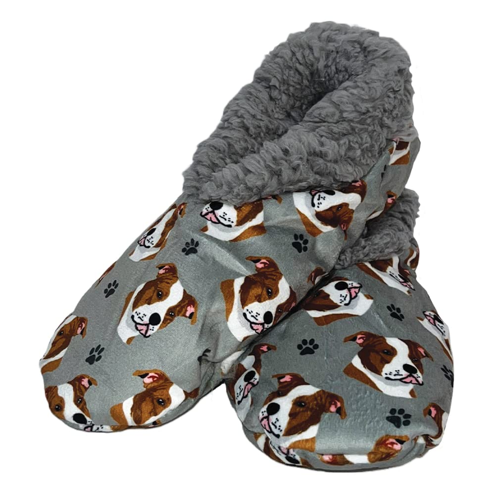 Pit Bull  Dog Lovers Super Soft Slippers - Pit Bull Gifts - Cozy House Slippers - Non Skid Bottom - One Size Fits Most - Sherpa slipper - Pet Lover Gifts For Men And Women