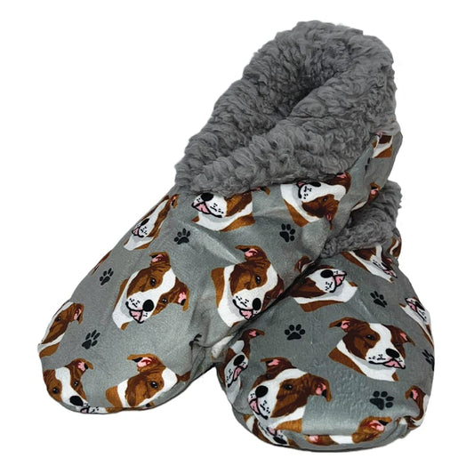 Pit Bull  Dog Lovers Super Soft Slippers - Pit Bull Gifts - Cozy House Slippers - Non Skid Bottom - One Size Fits Most - Sherpa slipper - Pet Lover Gifts For Men And Women