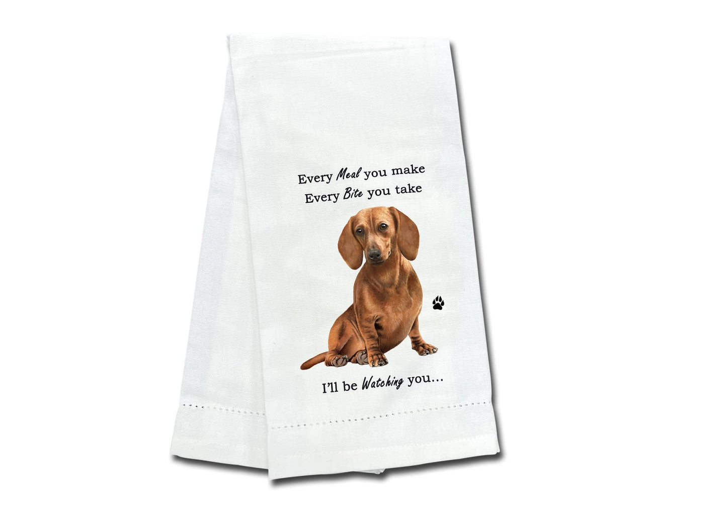 Red Dachshund Dogs lover Kitchen Towel Tea towel- Soft Highly Absorbent - Reusable - Quick Drying - 100% Natural Cotton