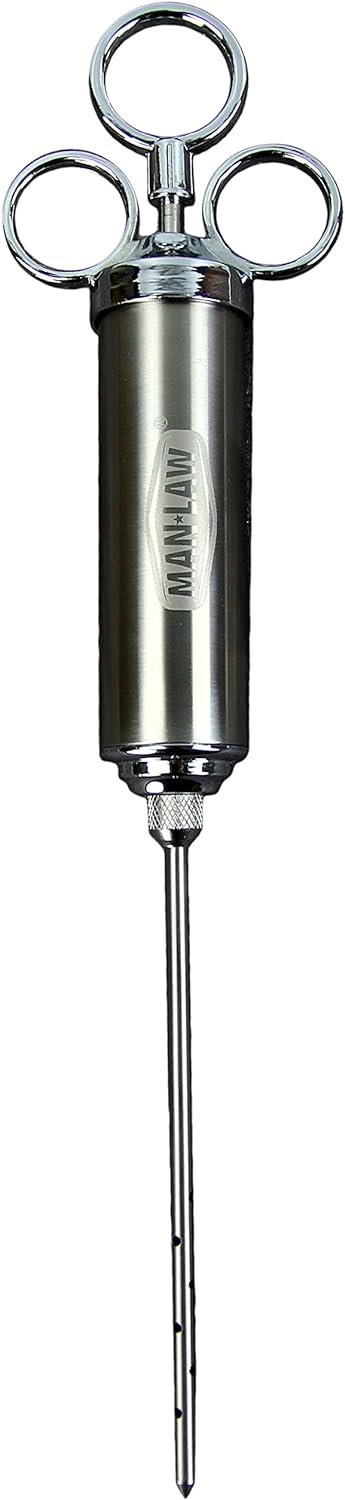 Man Law BBQ Products Man-INJ Basting/Seasoning Series 2.0 Ounce Marinade Injector-Stainless Steel, One Size