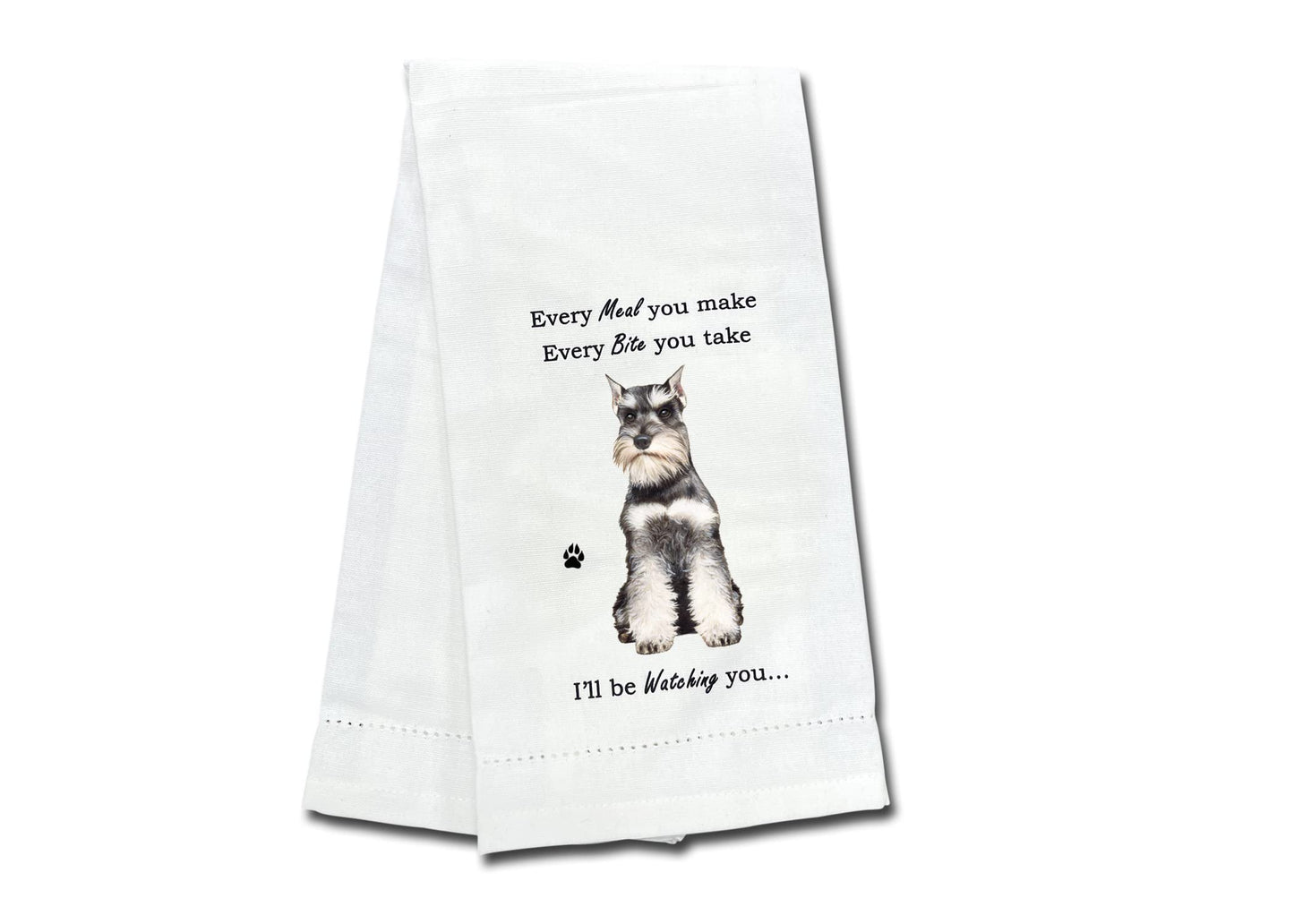 Schnauzer Kitchen Dog Lovers Towel - Soft Highly Absorbent - Dish Towels for Washing Dish-Tea Towel- Reusable - Quick Drying - 100% Natural Cotton