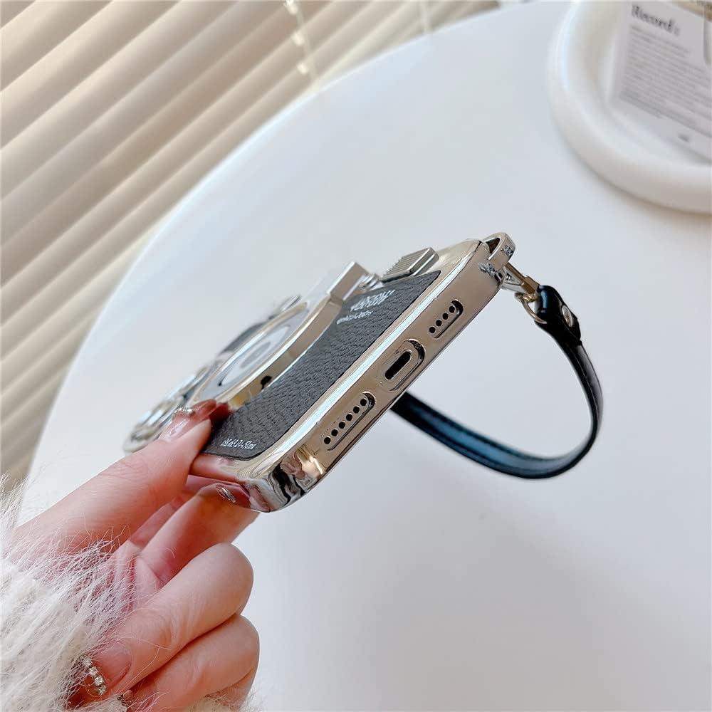 for iPhone 12 14 Pro Max 11 13 Pro Max Leather Pattern Protect Cover 3D Camera Hand Strap Couple Gift case,5,for iPhone 14