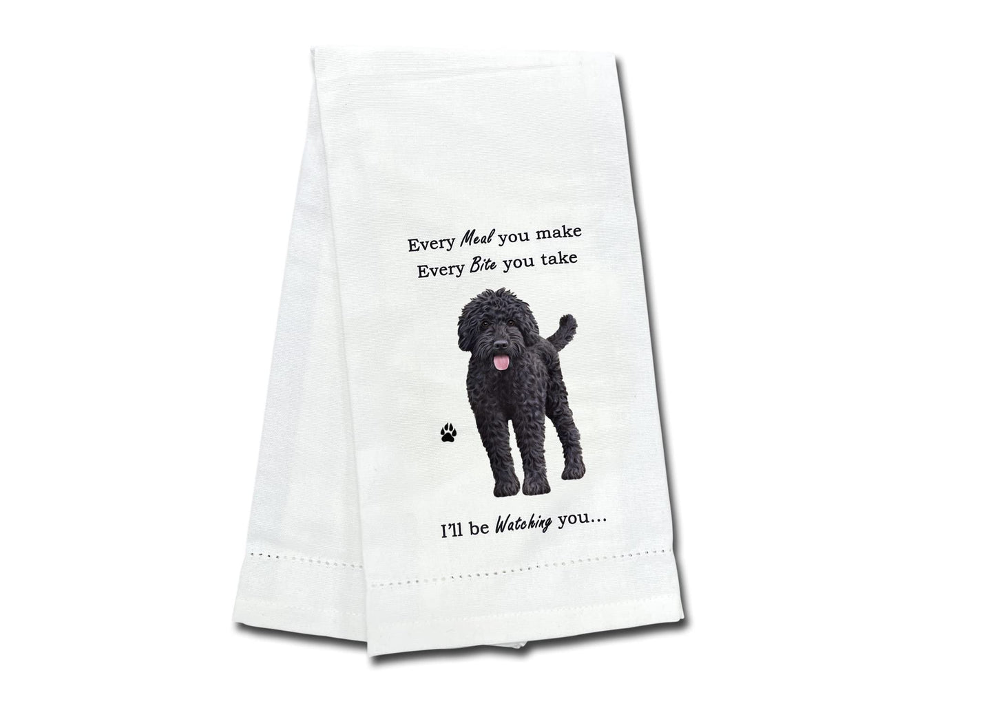 DARK LABRADOODLE Kitchen Towel - Soft Highly Absorbent - Dish Towels for Washing Dishes - Tea Towels - Reusable - Quick Drying - 100% Natural Cotton