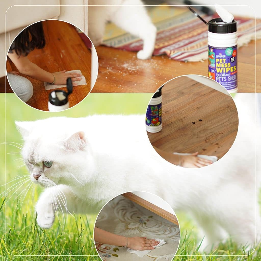 Pet Mess Wipes for Pets Cleansing, Wipes for Dogs and Puppies–Remove Fur, Dander, Smells from Vehicle Seats, Washable Furniture, Wood, Tile, and Laminate Floors, 50 Count (Pack of 1)