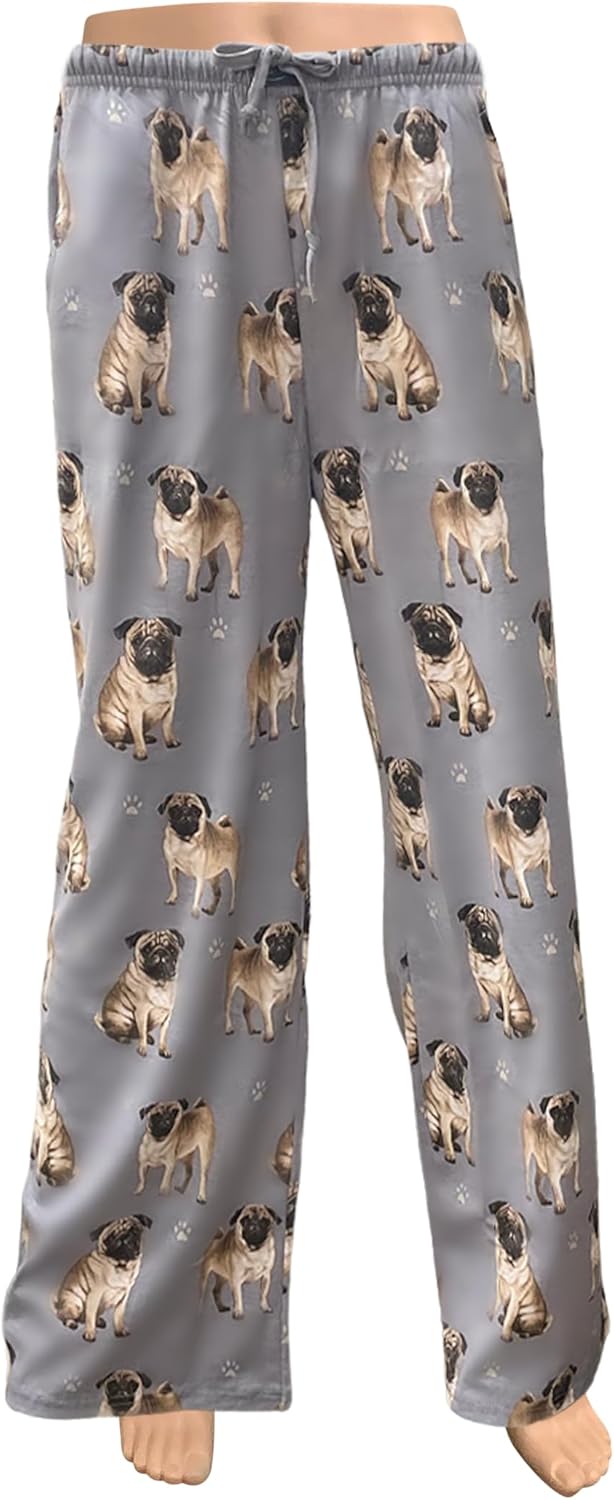 Pug Dog Lovers Unisex Lightweight Cotton Blend Pajama Bottoms – Soft and Comfortable