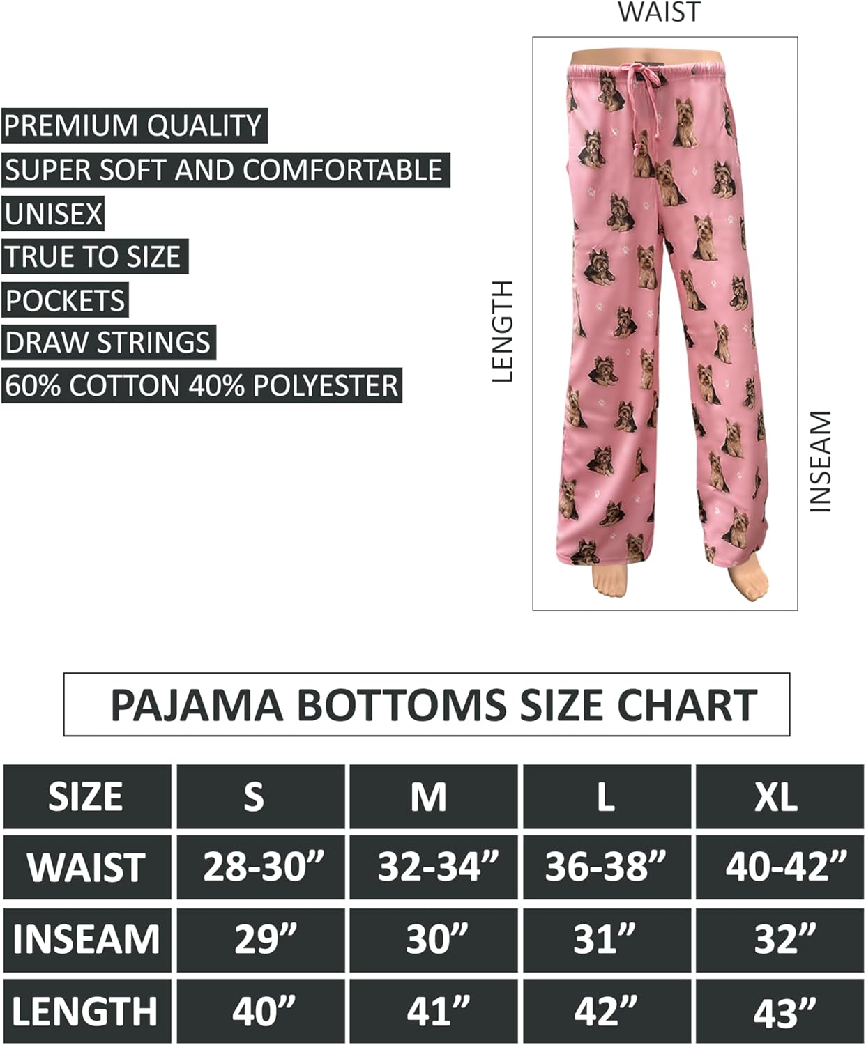 Yorkie Dog Lovers Lounge Pants - Unisex - Pajama Bottoms - Premium Quality