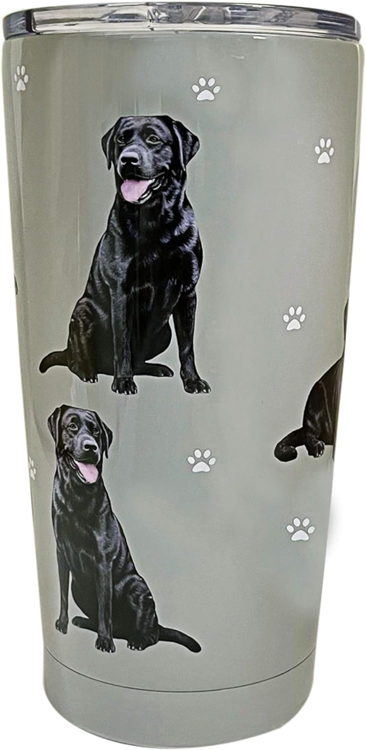 Black Labrador Dog lovers Tumbler  20 Oz. Stainless Steel, Vacuum Insulated with Spill Proof Lid - 3D Print - For Hot or Cold Drinks