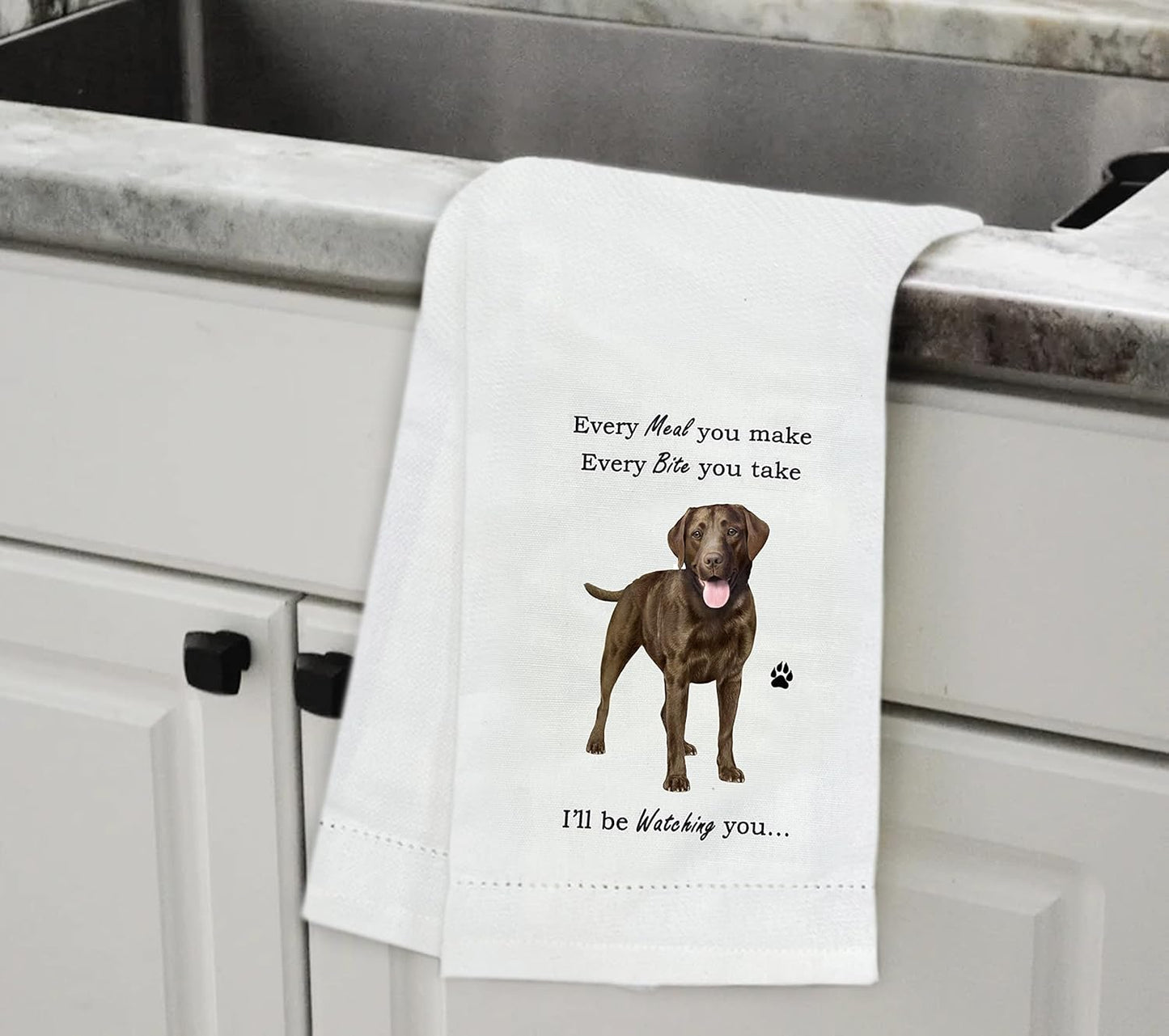 CHOCOLATE LABRADOR Lovers Kitchen Towel- Tea Towel -Soft Highly Absorbent- CHOCOLATE LABRADOR - Reusable - Quick Drying - 100% Natural Cotton
