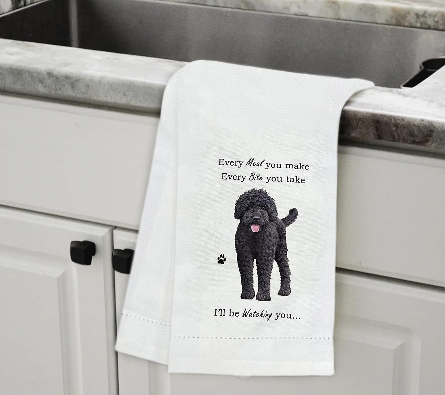 DARK LABRADOODLE Kitchen Towel - Soft Highly Absorbent - Dish Towels for Washing Dishes - Tea Towels - Reusable - Quick Drying - 100% Natural Cotton