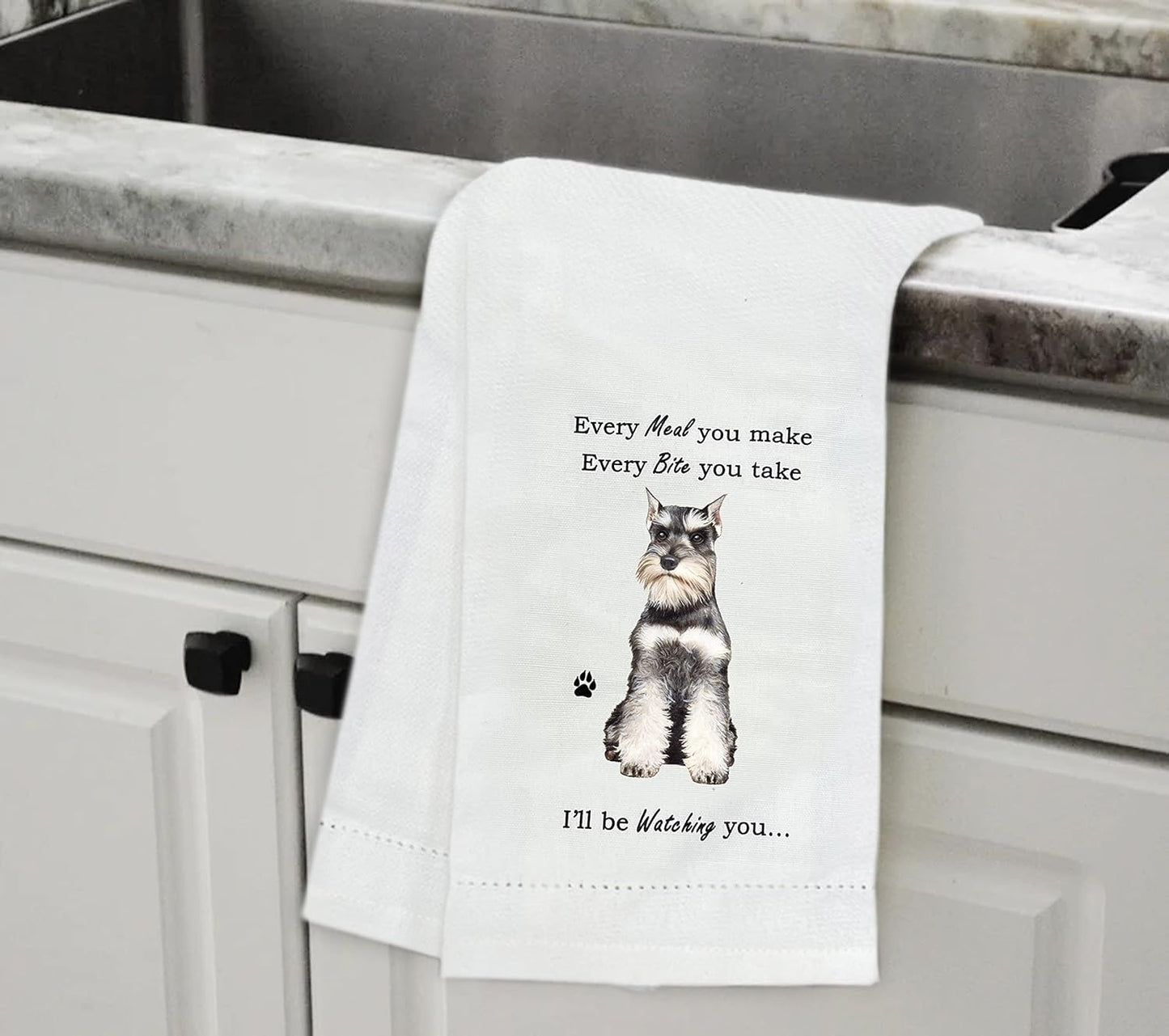 Schnauzer Kitchen Dog Lovers Towel - Soft Highly Absorbent - Dish Towels for Washing Dish-Tea Towel- Reusable - Quick Drying - 100% Natural Cotton