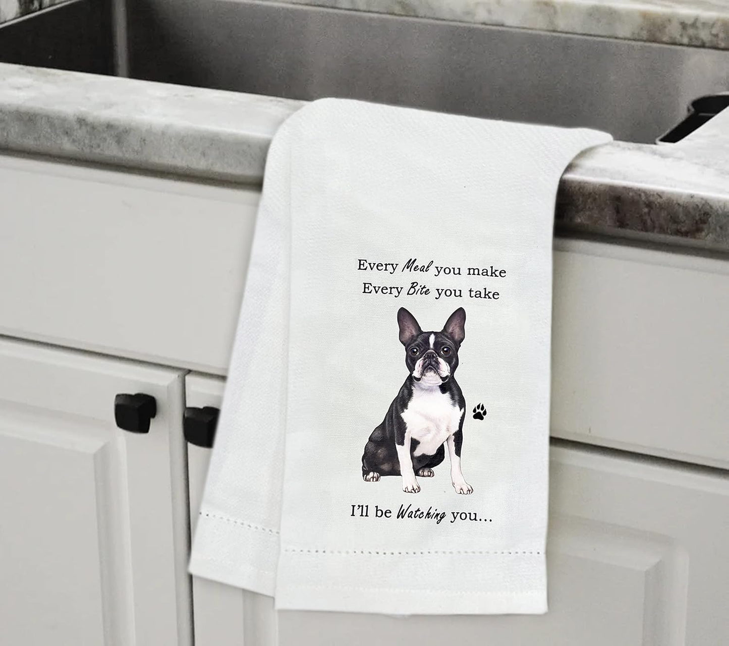 Boston Terrier Kitchen Towels - Soft, Highly Absorbent - Gifts for Pet Lovers - Reusable, Quick Drying - 100% Natural Cotton