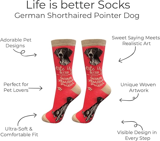 German Shorthaired Pointer Dog Lovers Socks - All Season - One Size Fits Most - Unisex,Premium Quality