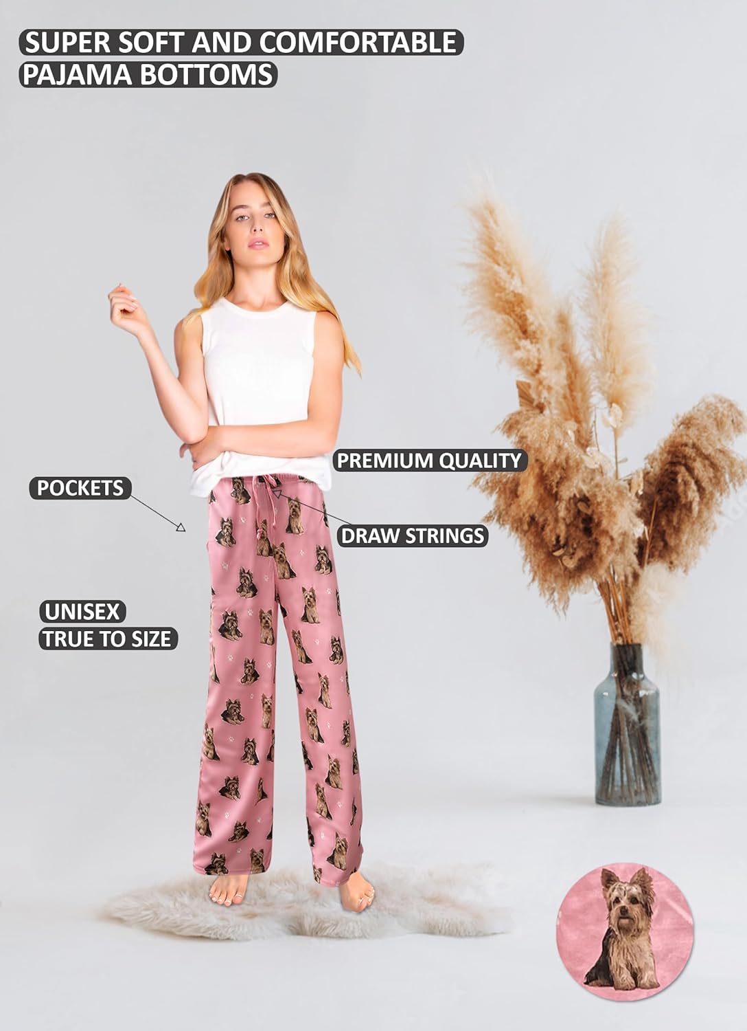 Yorkie Dog Lovers Lounge Pants - Unisex - Pajama Bottoms - Premium Quality