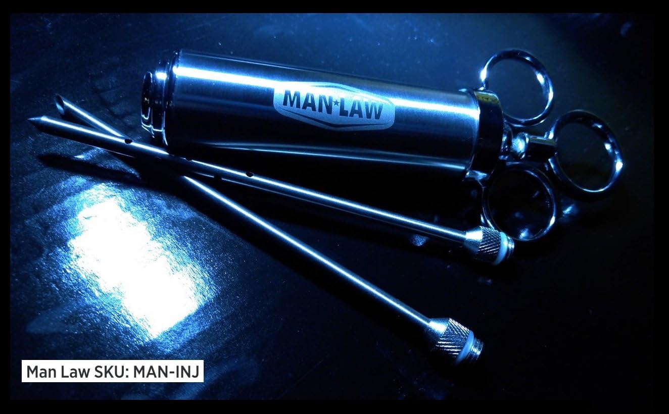 Man Law BBQ Products Man-INJ Basting/Seasoning Series 2.0 Ounce Marinade Injector-Stainless Steel, One Size
