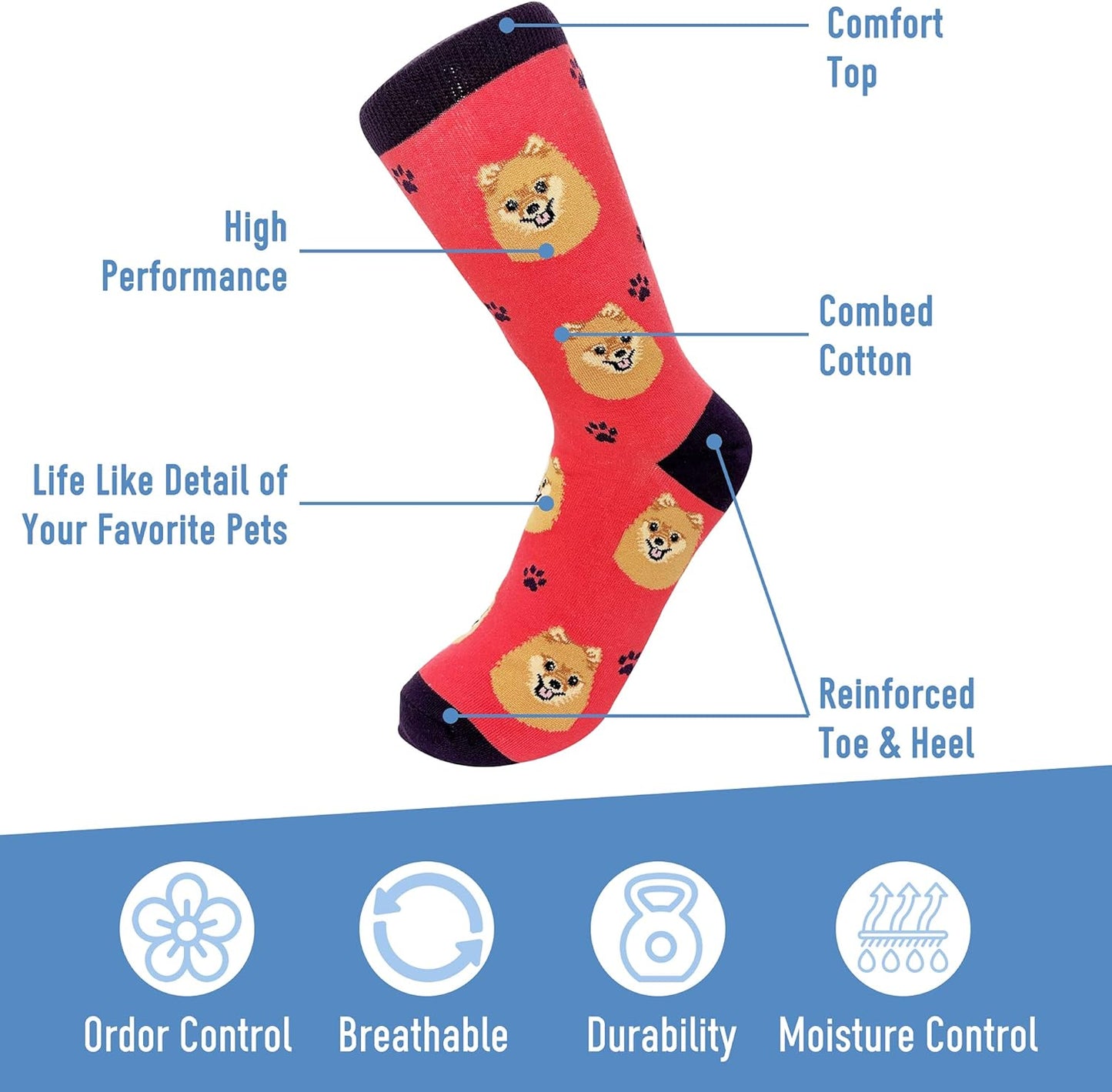 Pomeranian Dog lovers Socks-One Size fits most - Unisex -Premium Quality