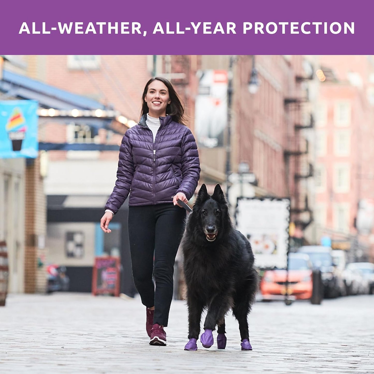 WPawz Purple Water-Proof Dog Boot, Large, Up to 4-Inch, 12 Disposable-Reusable Boots