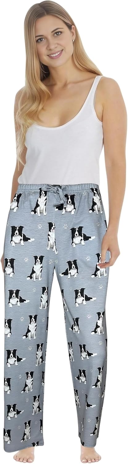 Border Collie Pajama Pants – New Cotton Blend - All Season - Comfort Fit Lounge Pants for Women and Men - 27 Breeds Available