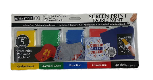 Next Style FX Screen Print Fabric Paint, 5-Pack