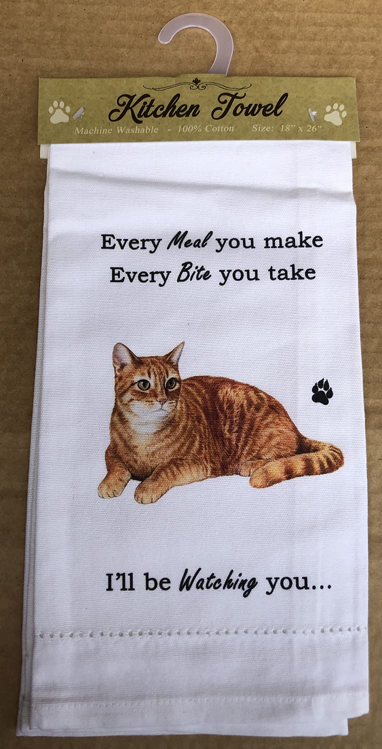 Orange Tabby Cat Kitchen&Tea Towel - Soft Highly Absorbent  - Reusable - Quick Drying - 100% Natural Cotton