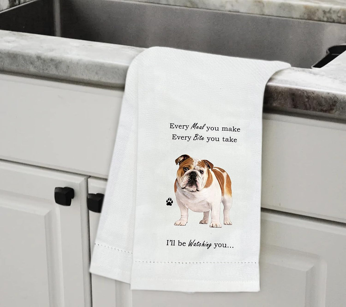 Bulldog lovers Kitchen Towel Tea Towels- Soft Highly Absorbent - Reusable - Quick Drying - 100% Natural Cotton
