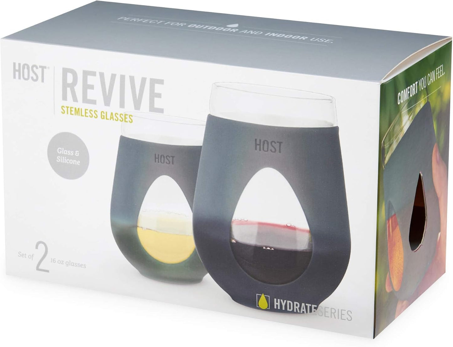 Host Revive Wine Glass Drinkware, 8 oz, Grey