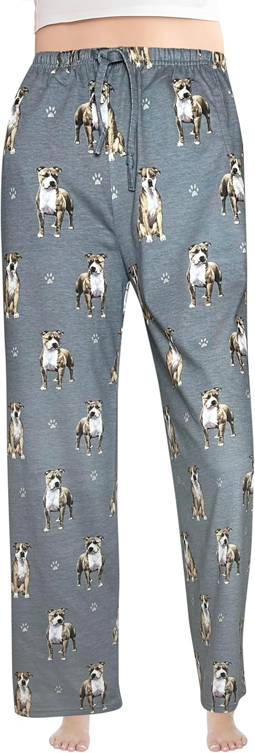 Pit Bull Pet Lover Pajama Pants – New Cotton Blend - All Season - Comfort Fit Lounge Pants for Women and Men