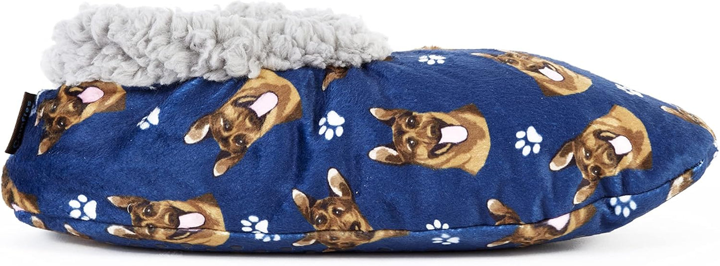 German Shepherd Super Soft Women Slippers - One Size Fits Most - Cozy House Slippers - Non Skid Bottom