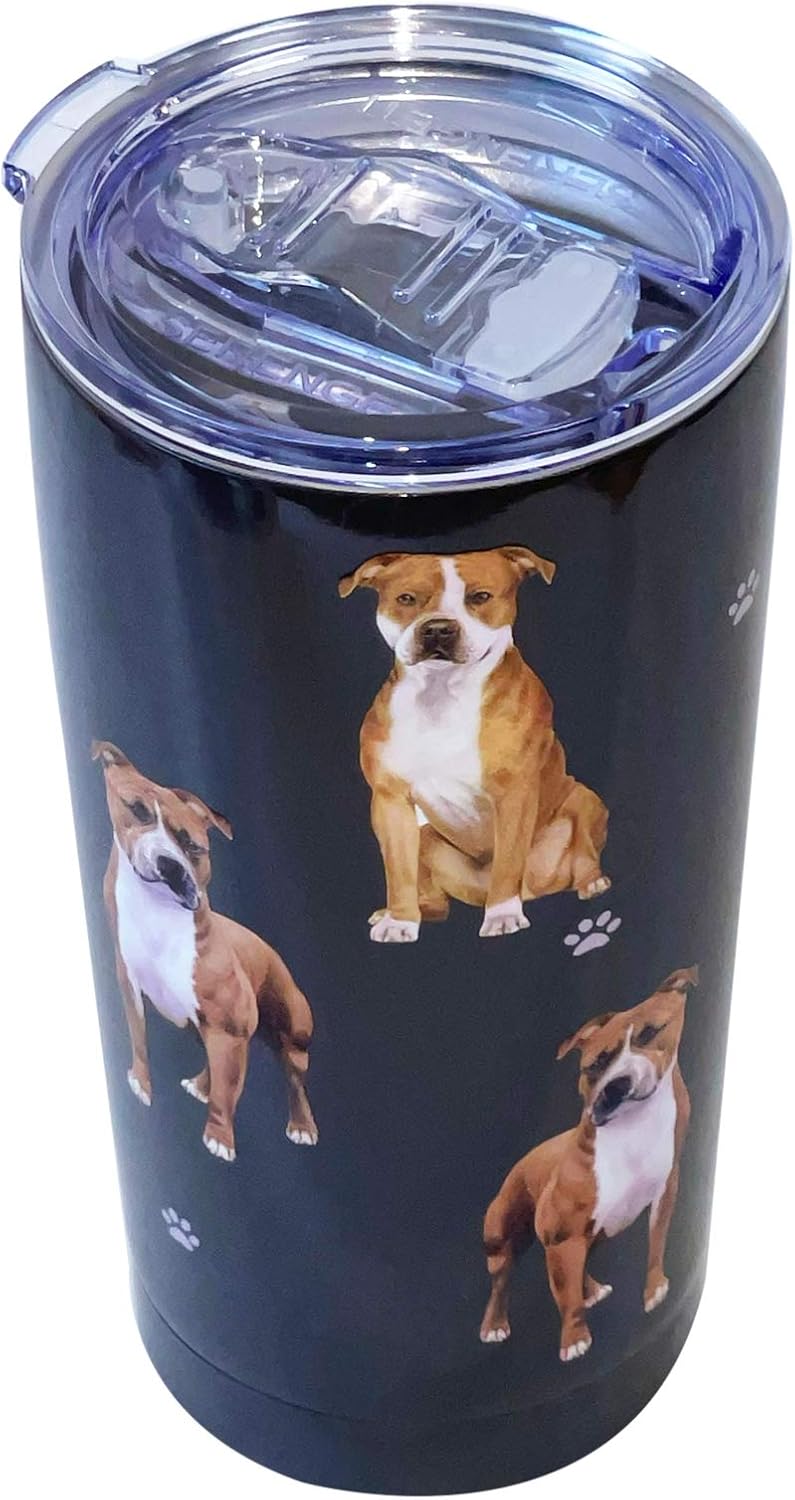 Pitbull Dog Lovers Tumbler - Stainless Steel, Vacuum Insulated Tumbler with Spill Proof Lid - 3D Print - Insulated Travel mug for Hot or Cold Drinks