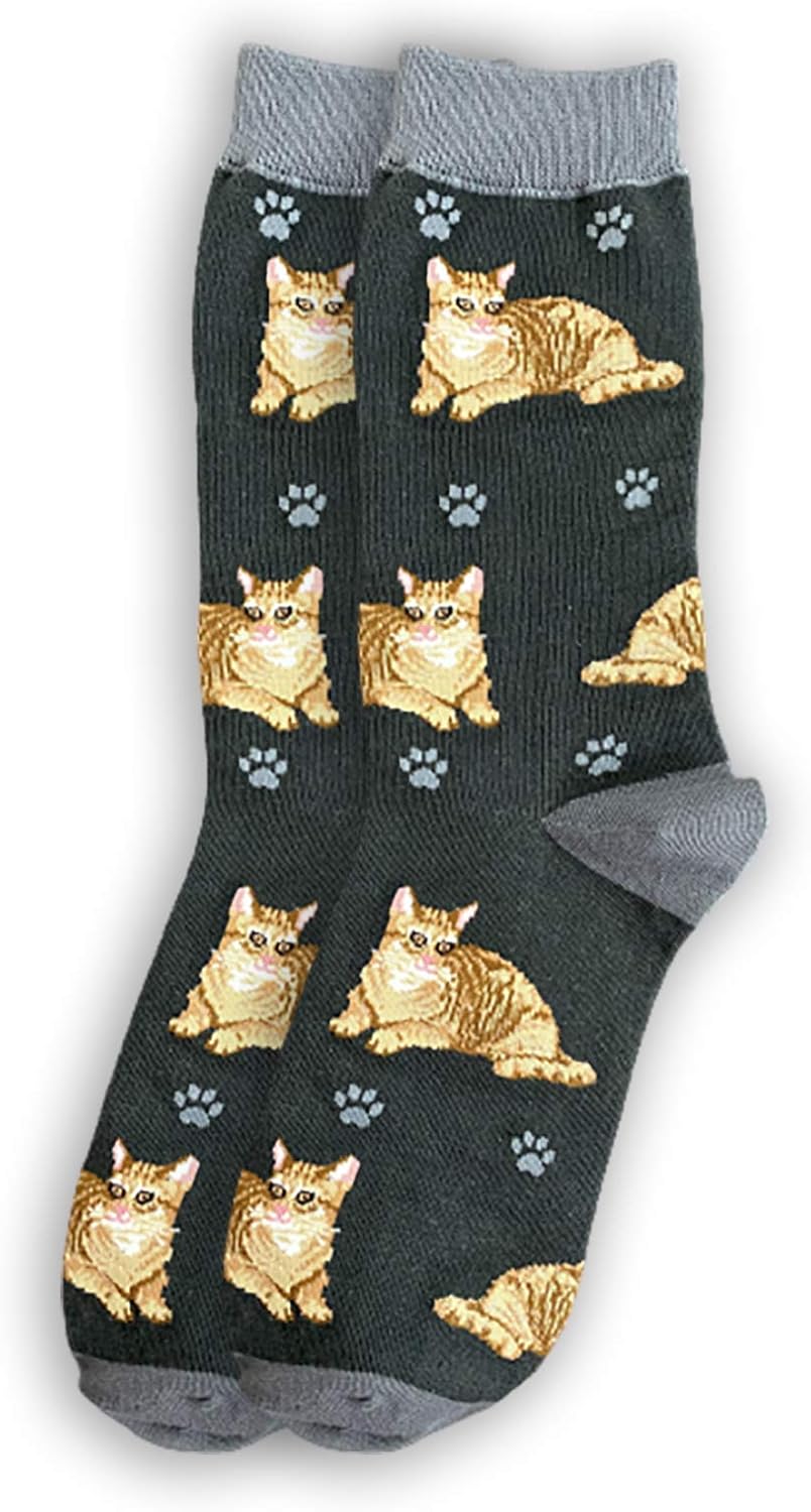 Tabby Orange Cat  Pet Lover Socks - All Season - One Size Fits Most - Unisex