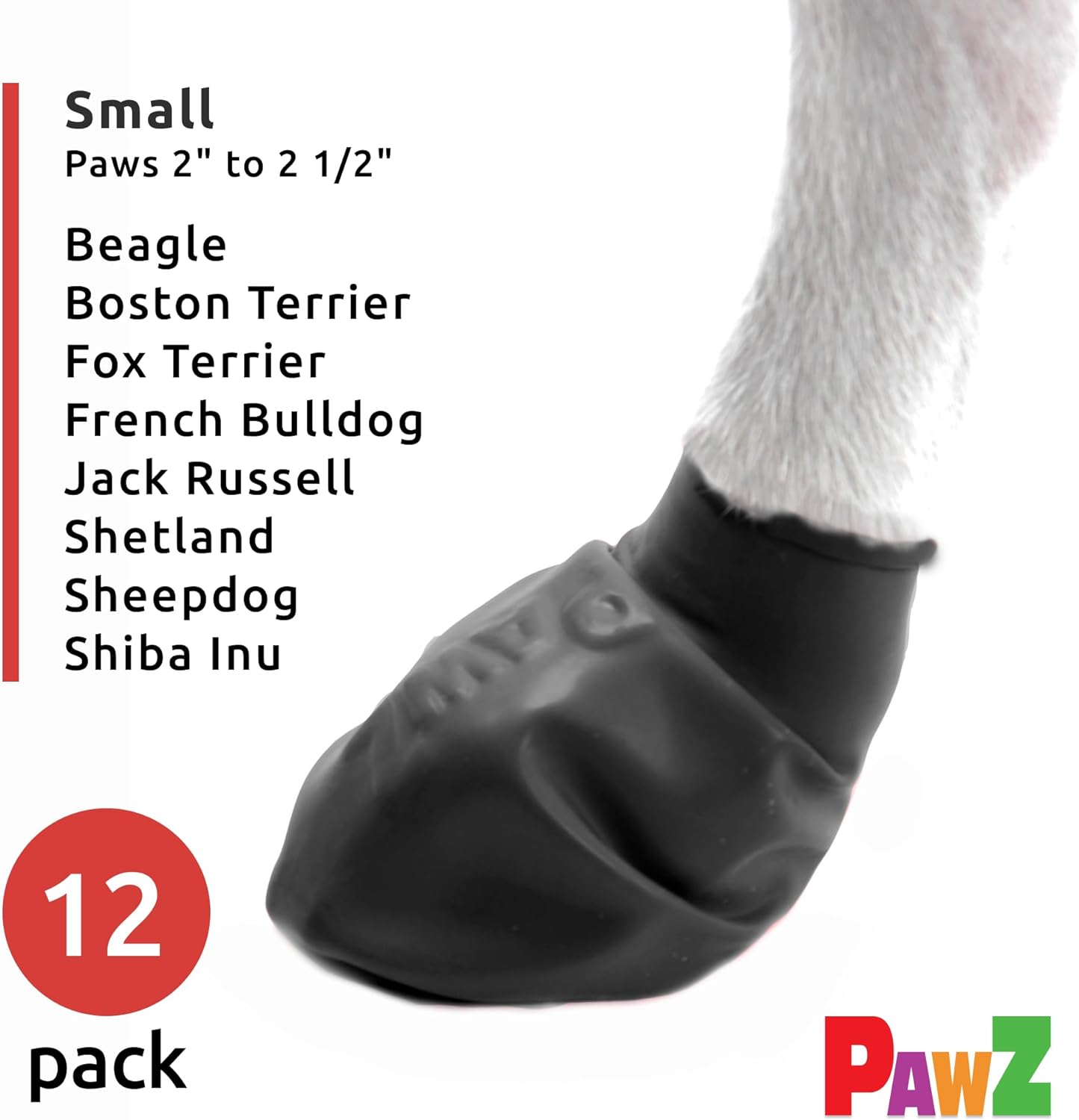 Pawz 2-Inch to 2.5-Inch Water-Proof Dog Boots, Small, Black