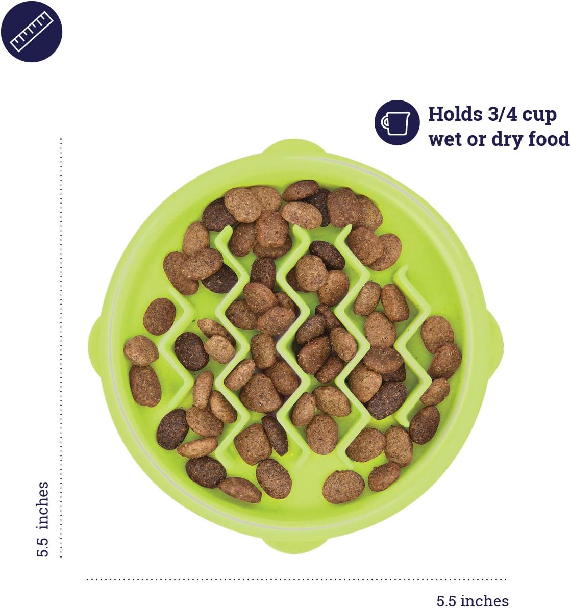 Catstages Kitty Slow Feeder Cat Bowl, Green