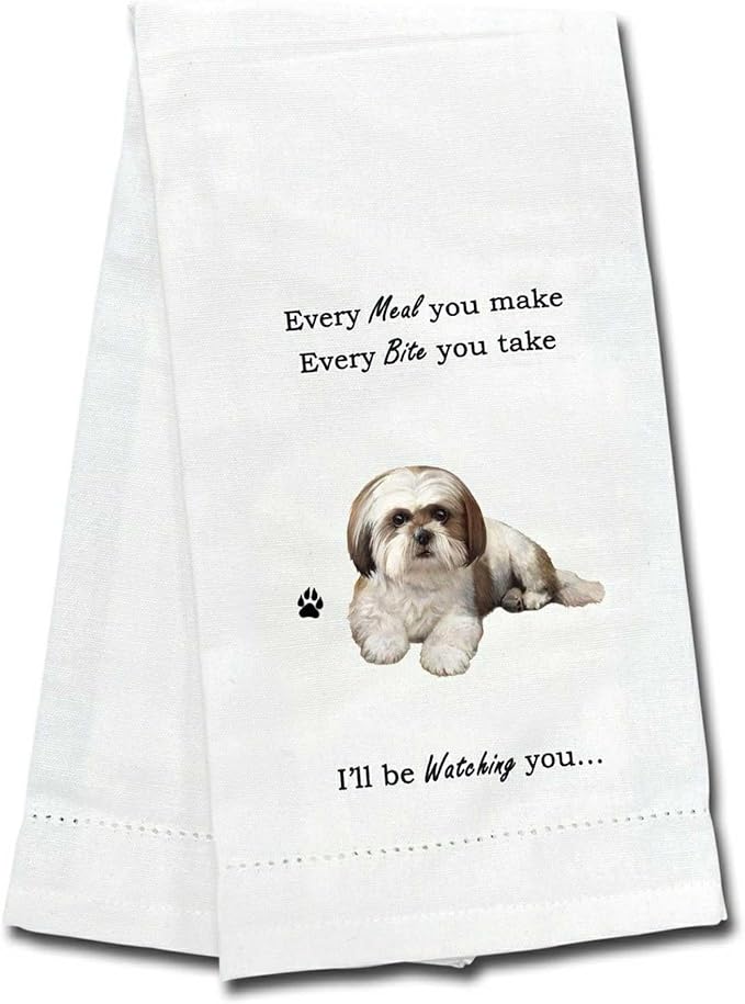 Tan Shih Tzu Kitchen Towel - Tea Towel Soft Highly Absorbent - Reusable - Quick Drying - 100% Natural Cotton
