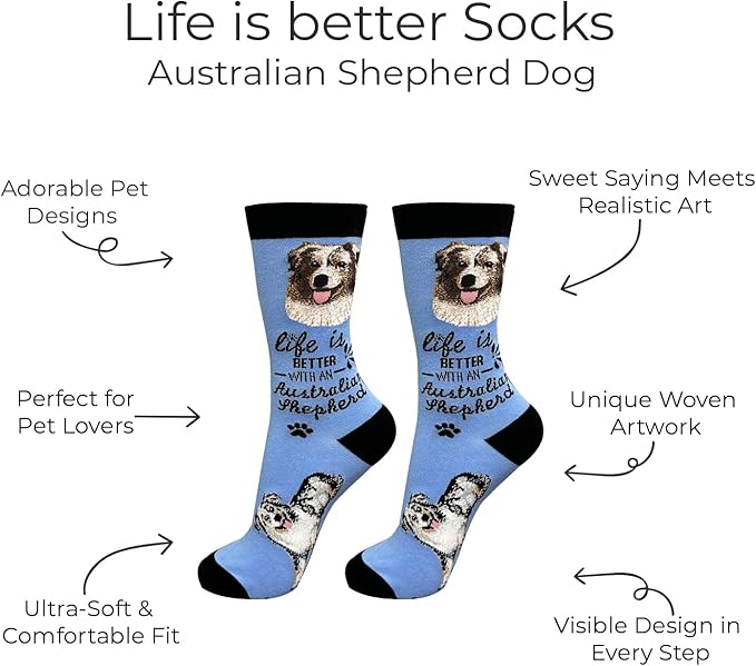 Australian shepherd Lover Socks - All Season - One Size Fits Most - Unisex,Premium Quality